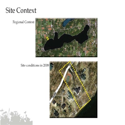 This site was steeply sloping, with a 42 percent slope on the lakeside.  All the water contributed to the runoff into Geneva Lake.  Additionally, the house is in the lower one third of the watershed.  The management of water on this site was critical and challenging.